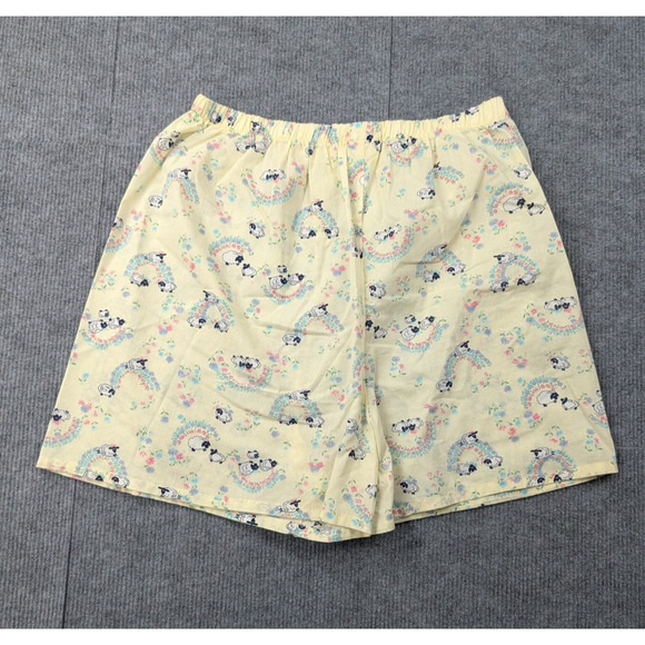 Vintage Pajama Set Womens Medium Shorts Button Up Rainbow Retro Cottage Sheep - Picture 3 of 12